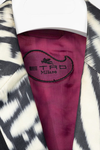 Etro White & Black Tie-Dye Flax-Satin Blazer