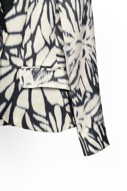 Etro White & Black Tie-Dye Flax-Satin Blazer