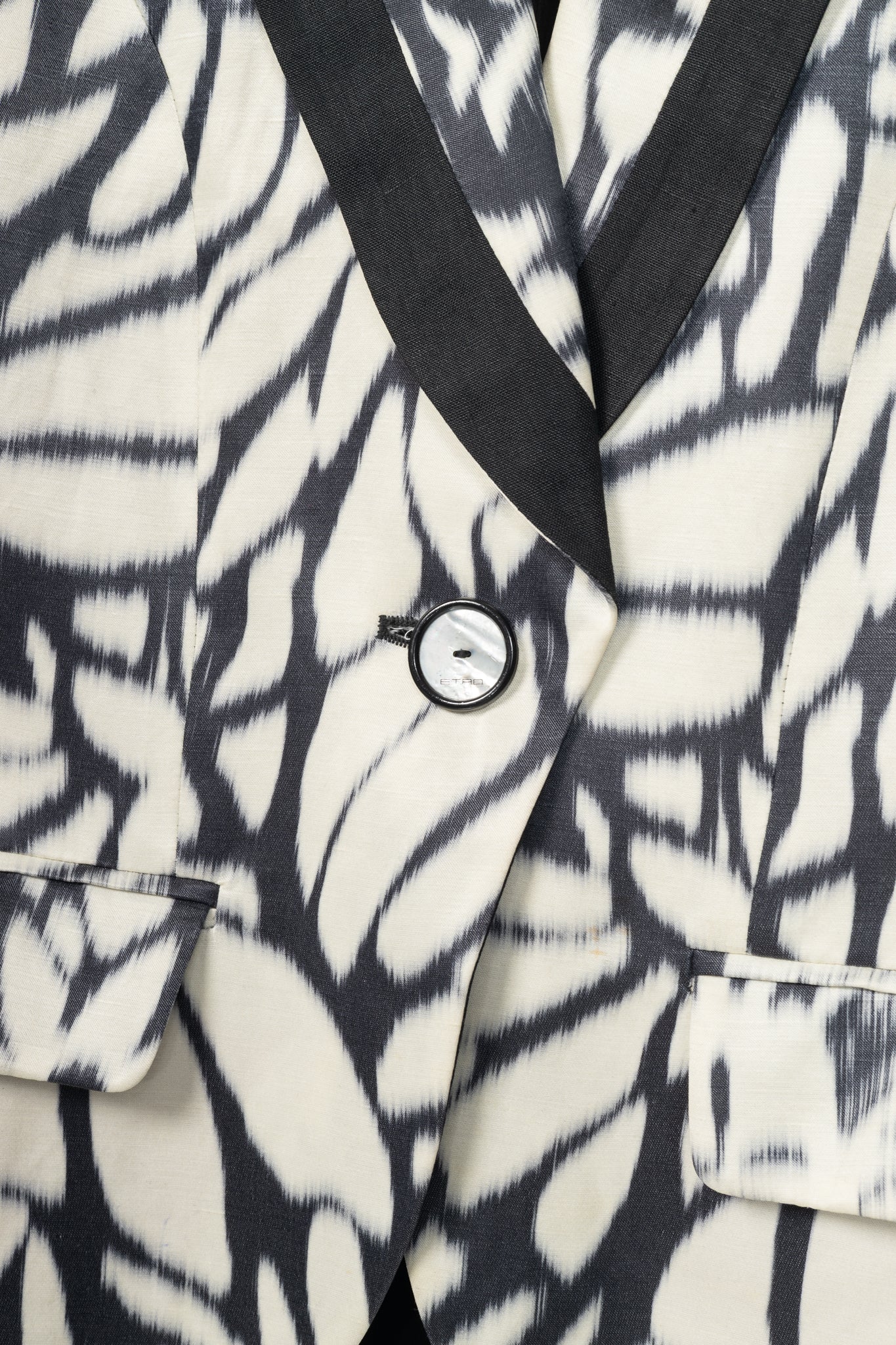Etro White & Black Tie-Dye Flax-Satin Blazer