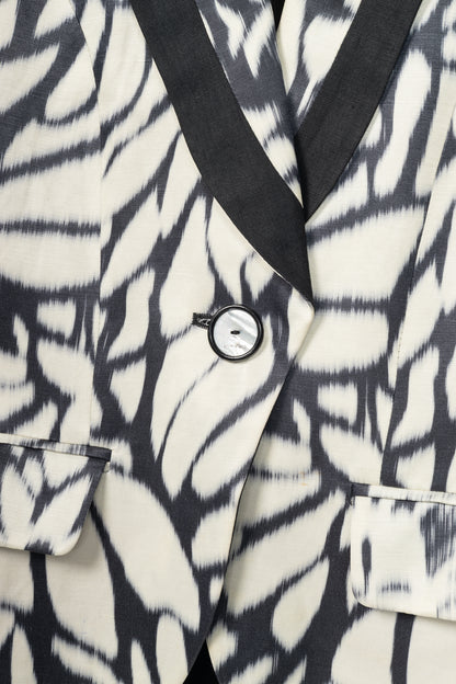 Etro White & Black Tie-Dye Flax-Satin Blazer