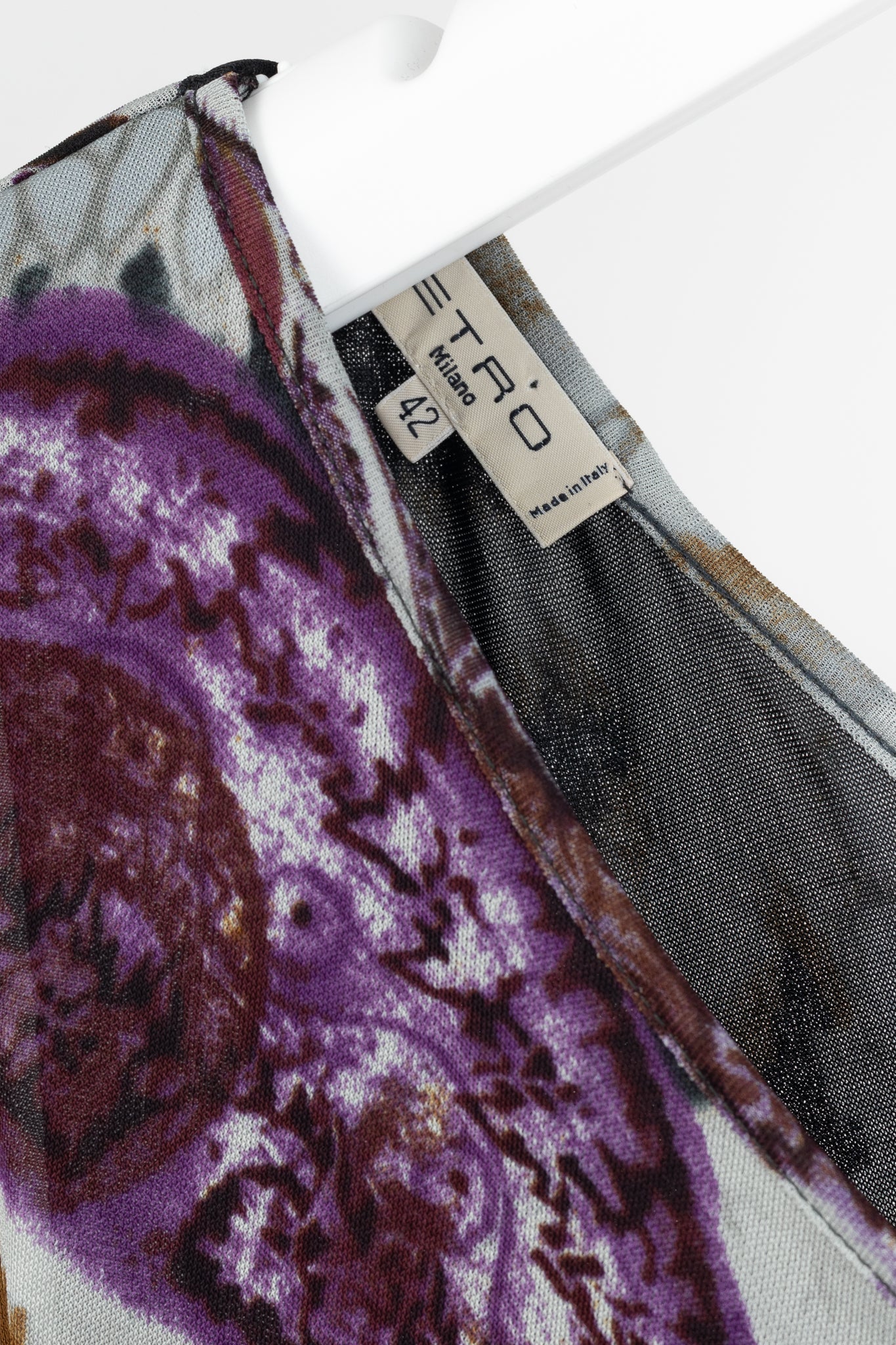 Etro Grey & Purple Floral-Paisley Mesh 3/4-Sleeve Dress