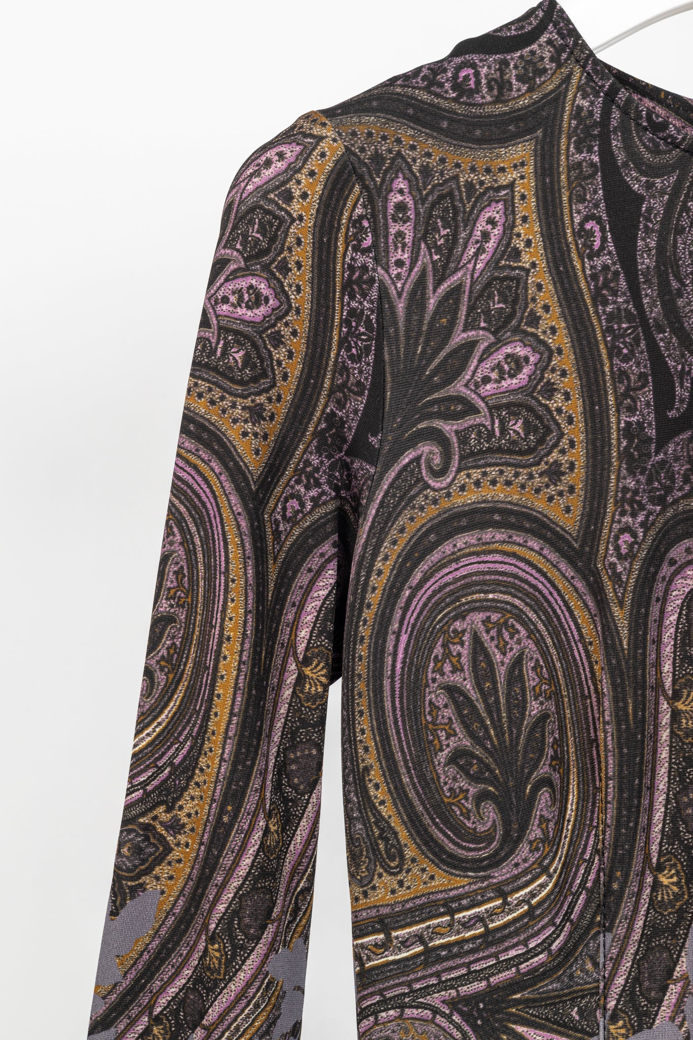 Etro Purple & Black Paisley & Floral Jersey Midi Dress