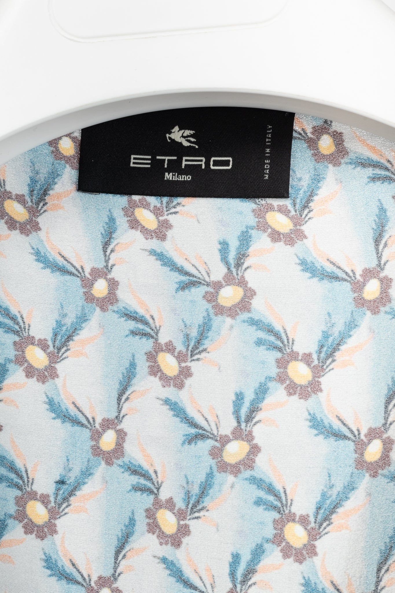 Etro PF/23 Azzurro Floralia Crepe Midi Wrap Dress