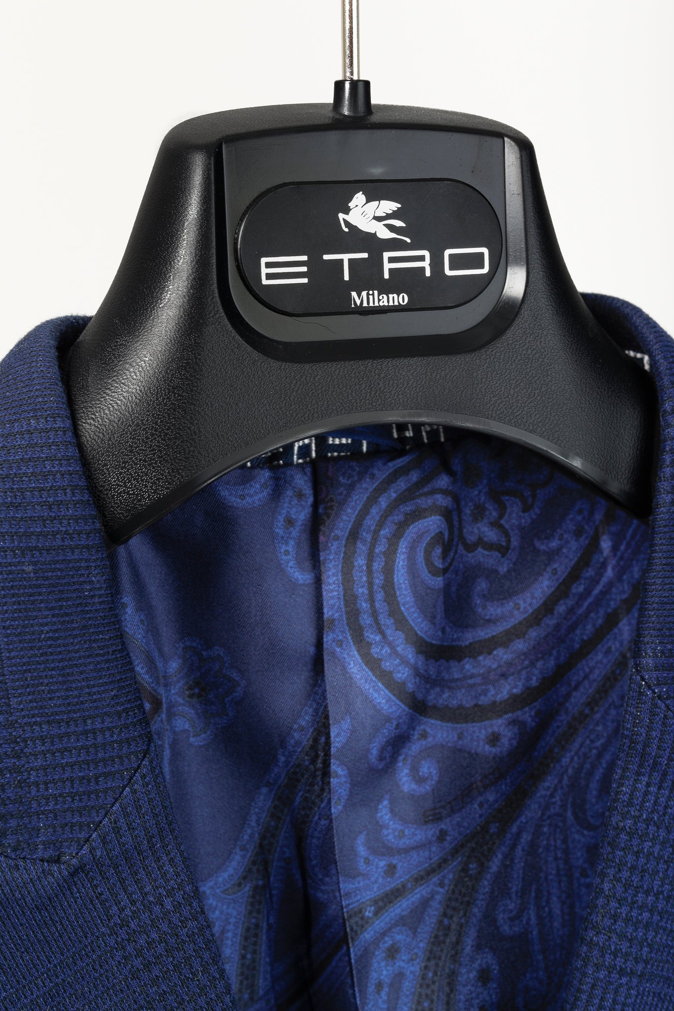 Etro Navy Blue Tartan Double-Breasted Silk-Lined Blazer