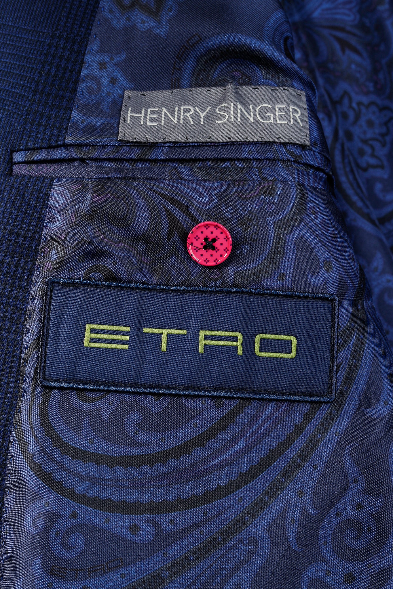 Etro Navy Blue Tartan Double-Breasted Silk-Lined Blazer