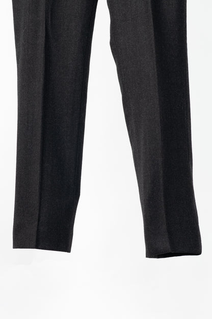 Etro Superleggerr Charcoal Wool-Flannel Herringbone-Trim Trousers