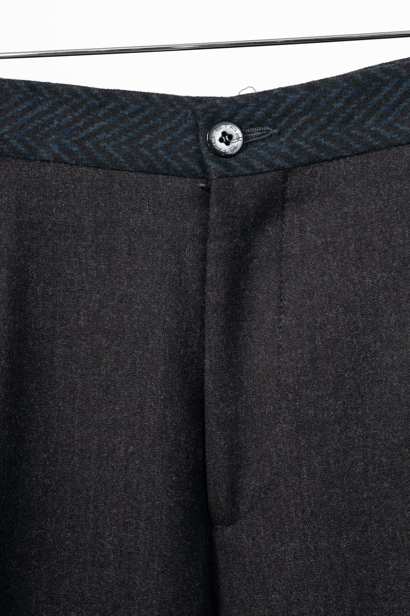 Etro Superleggerr Charcoal Wool-Flannel Herringbone-Trim Trousers