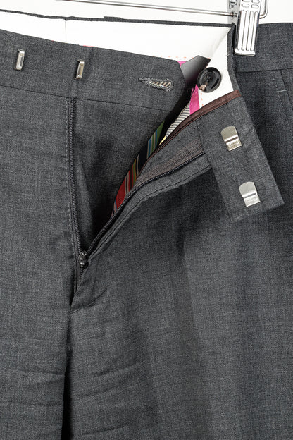 Etro Grey Wool-Suiting Straight-Leg Trousers