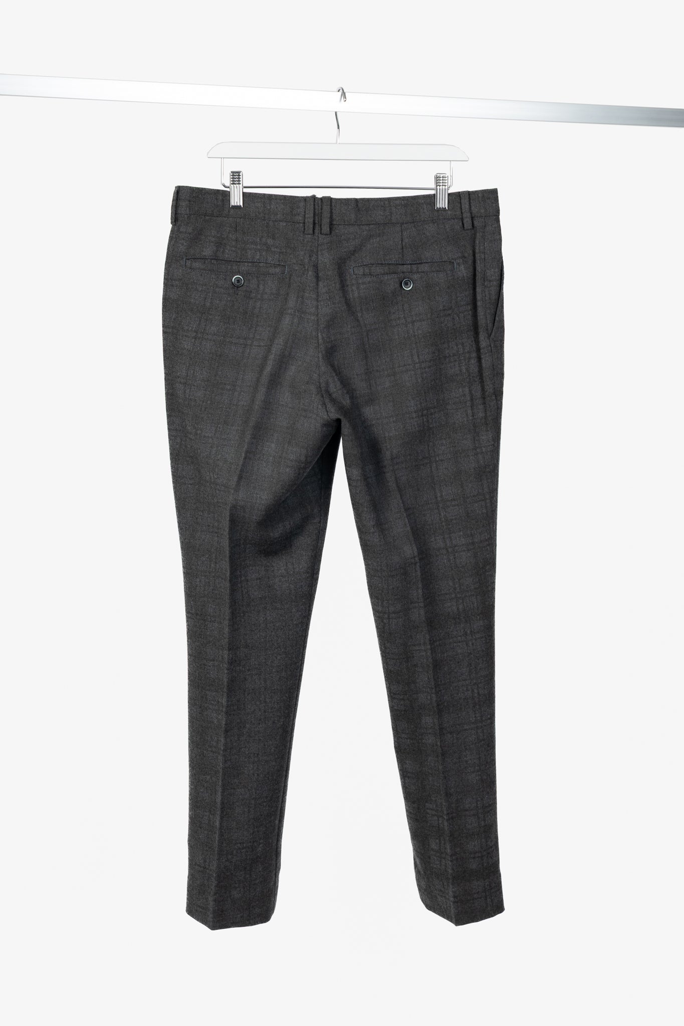 Etro Grey Plaid Wool-Flannel Slim Trousers