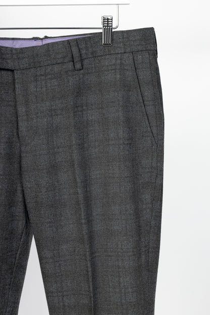 Etro Grey Plaid Wool-Flannel Slim Trousers