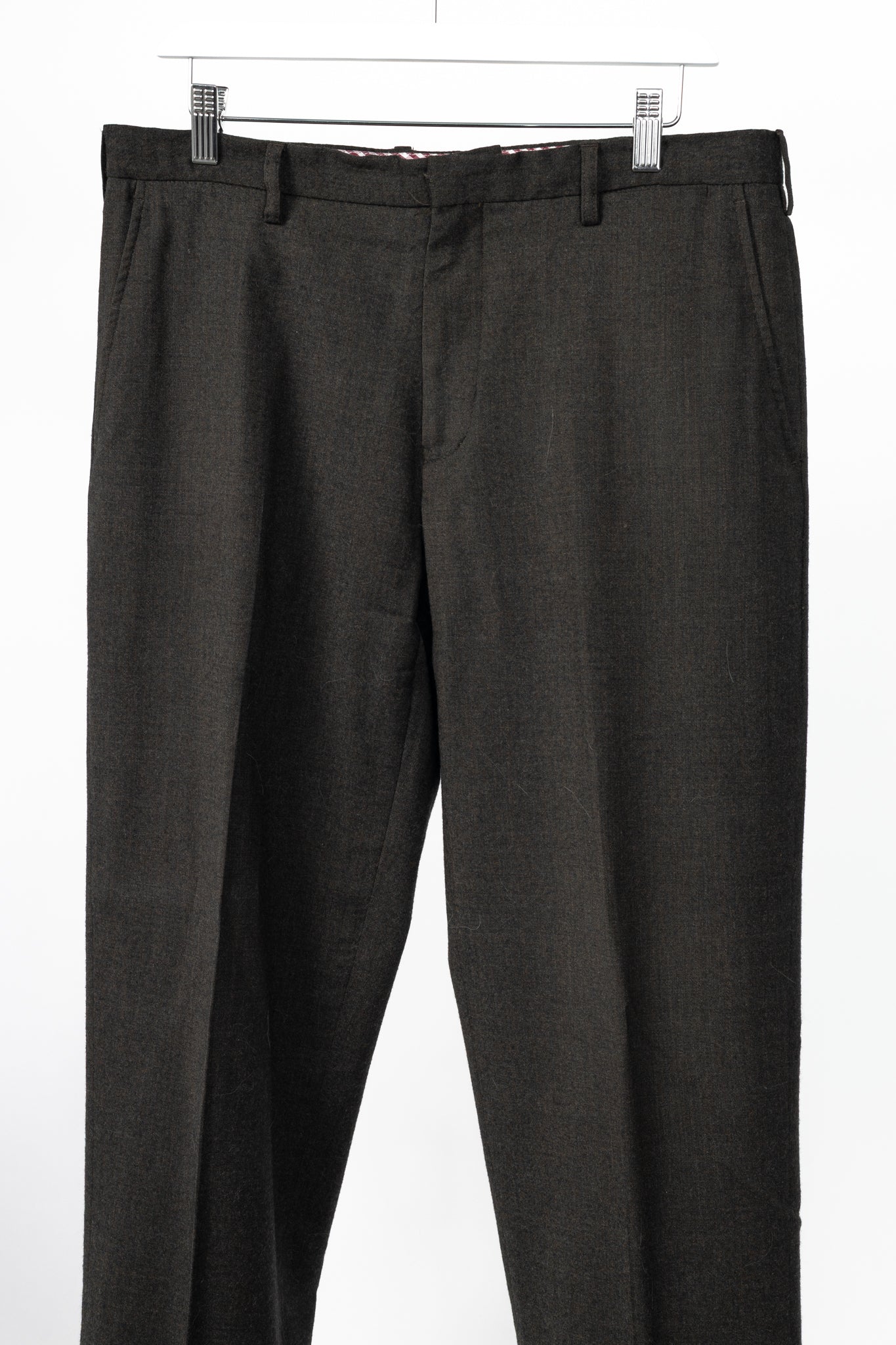 Etro Brown Wool-Flannel Straight-Leg Trousers