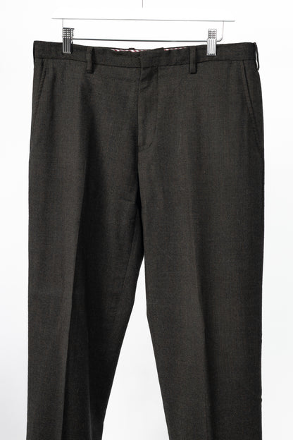 Etro Brown Wool-Flannel Straight-Leg Trousers