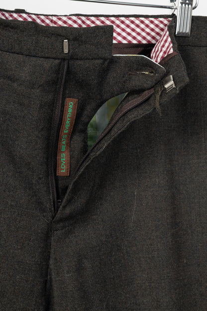 Etro Brown Wool-Flannel Straight-Leg Trousers