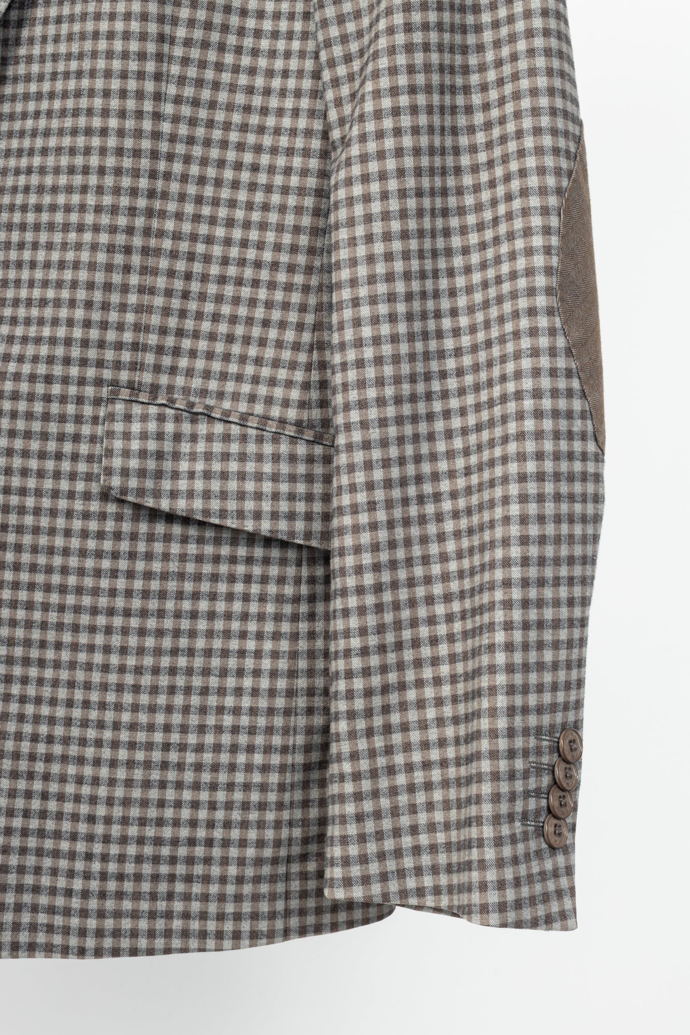 Etro Grey & Brown Check Cotton-Flannel Elbow-Patch Blazer