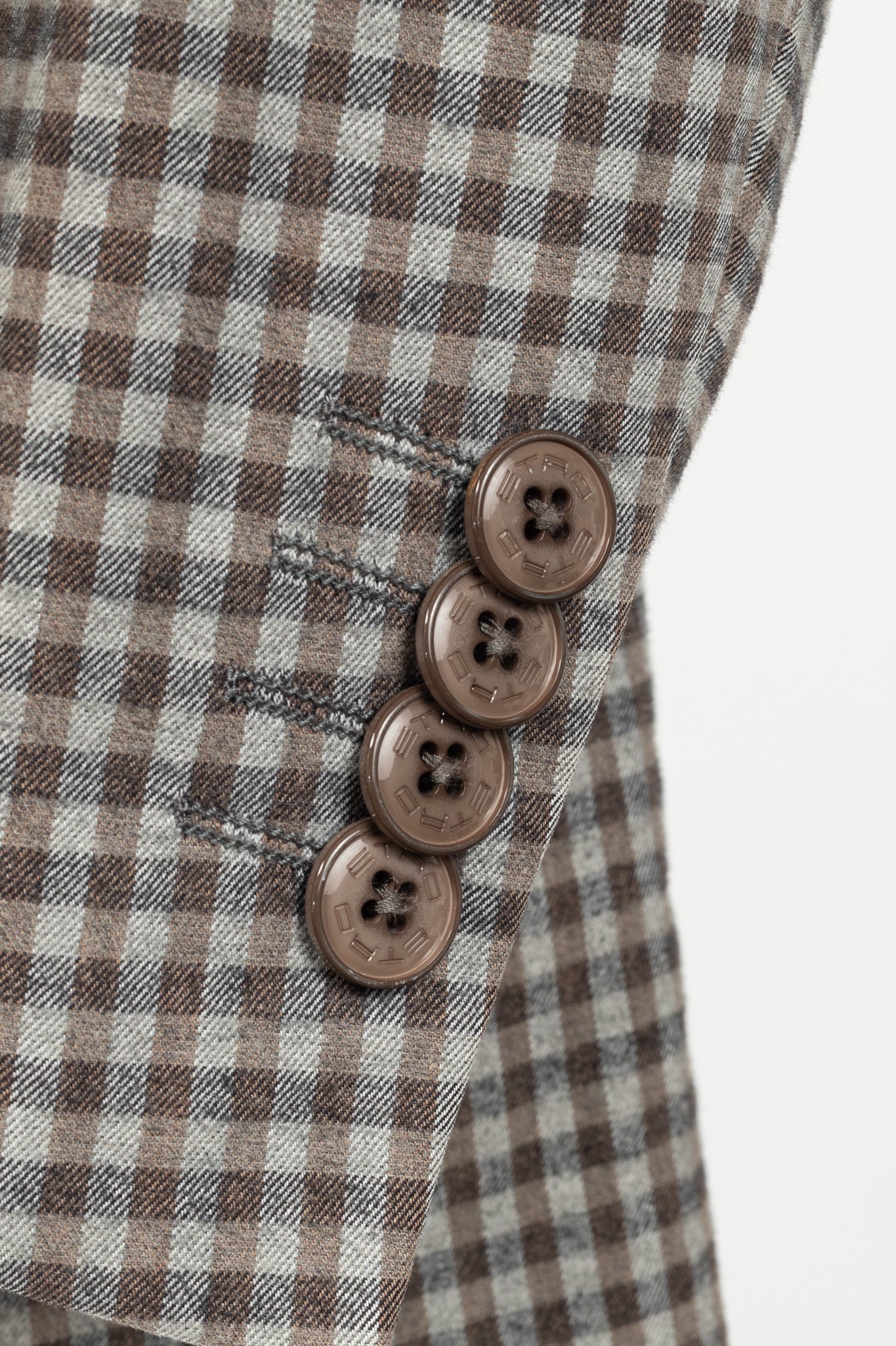 Etro Grey & Brown Check Cotton-Flannel Elbow-Patch Blazer