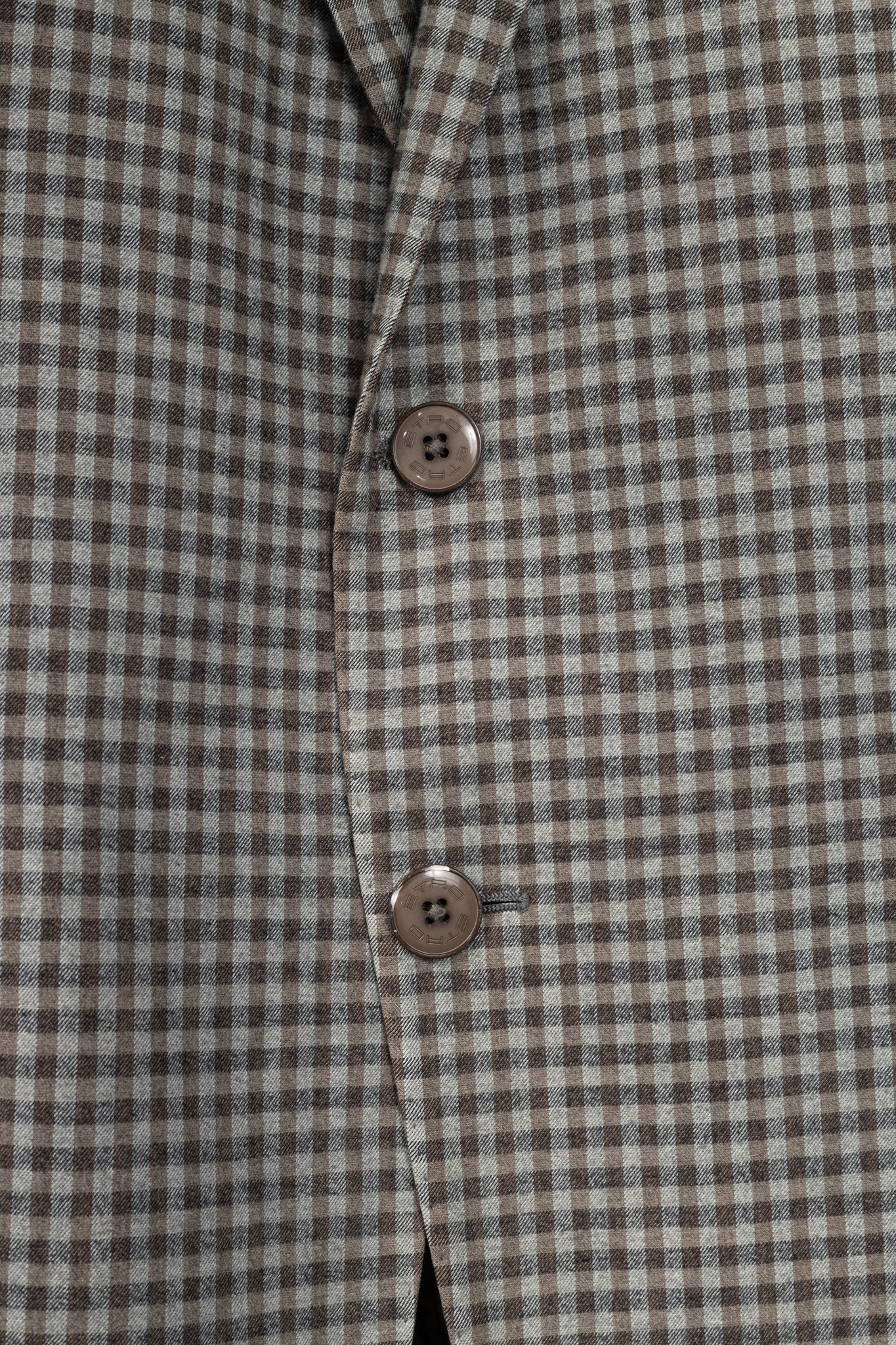 Etro Grey & Brown Check Cotton-Flannel Elbow-Patch Blazer