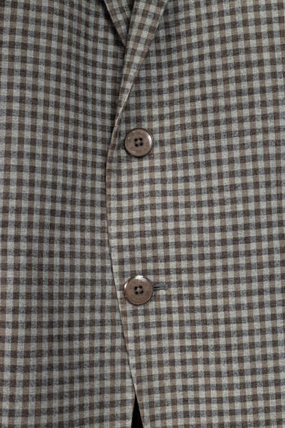 Etro Grey & Brown Check Cotton-Flannel Elbow-Patch Blazer