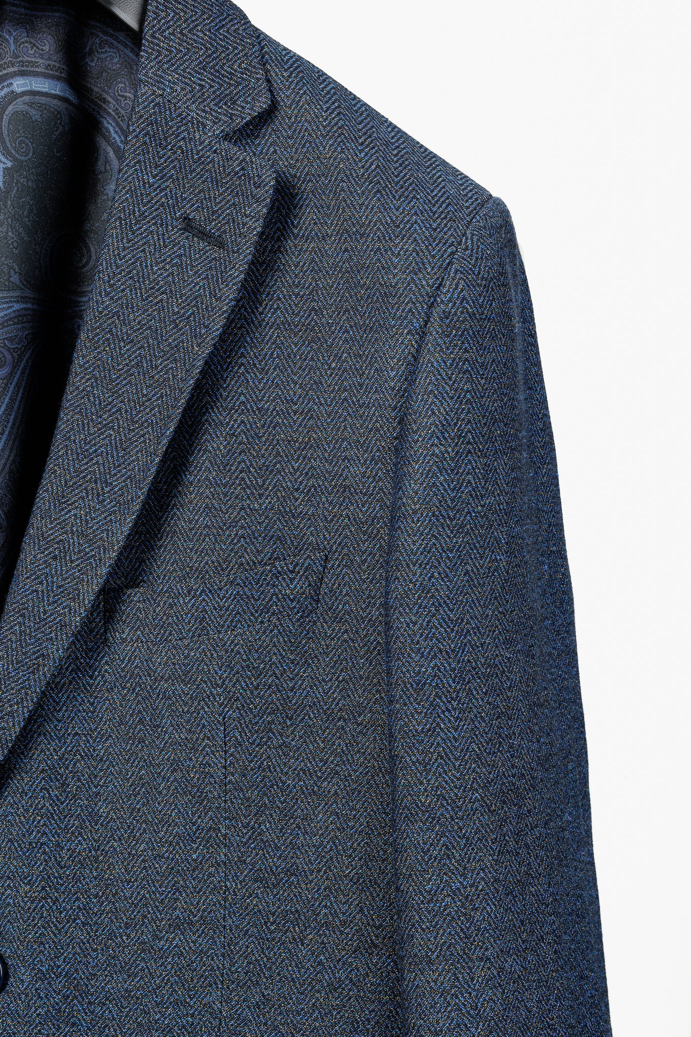 Etro Indigo Herringbone Single-Breasted Classic Suiting Blazer Jacket