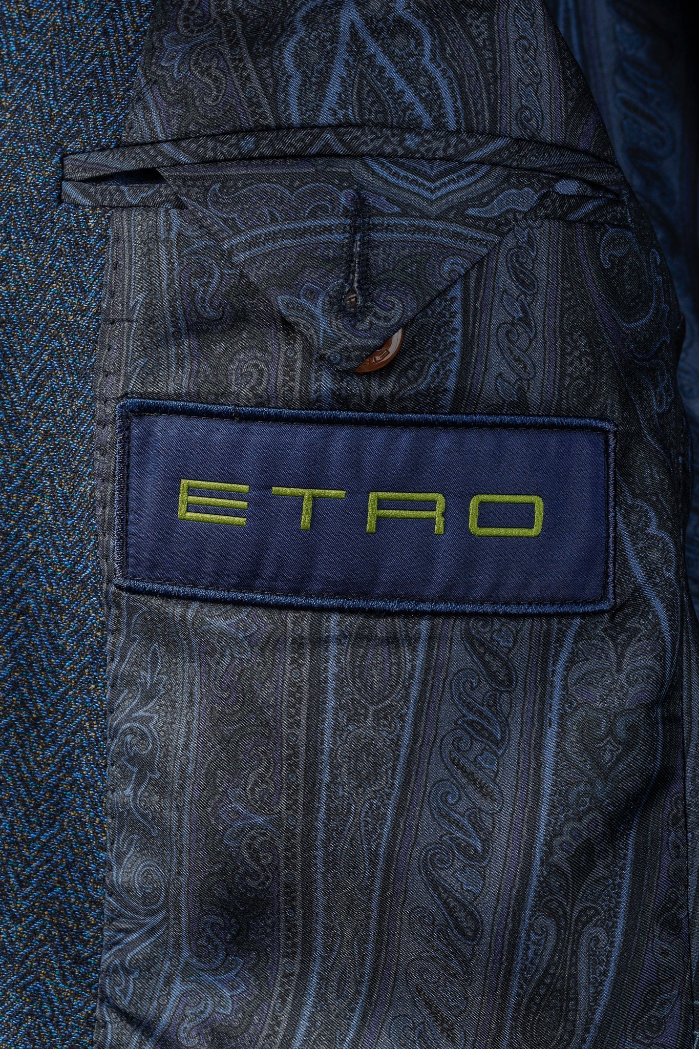 Etro Indigo Herringbone Single-Breasted Classic Suiting Blazer Jacket