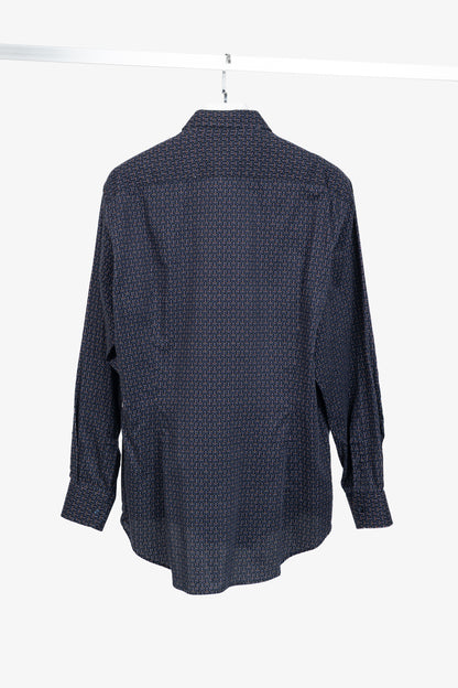 Etro Navy Micro-Dot Cotton Buttoned Shirt