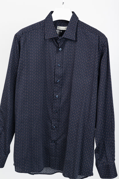 Etro Navy Micro-Dot Cotton Buttoned Shirt