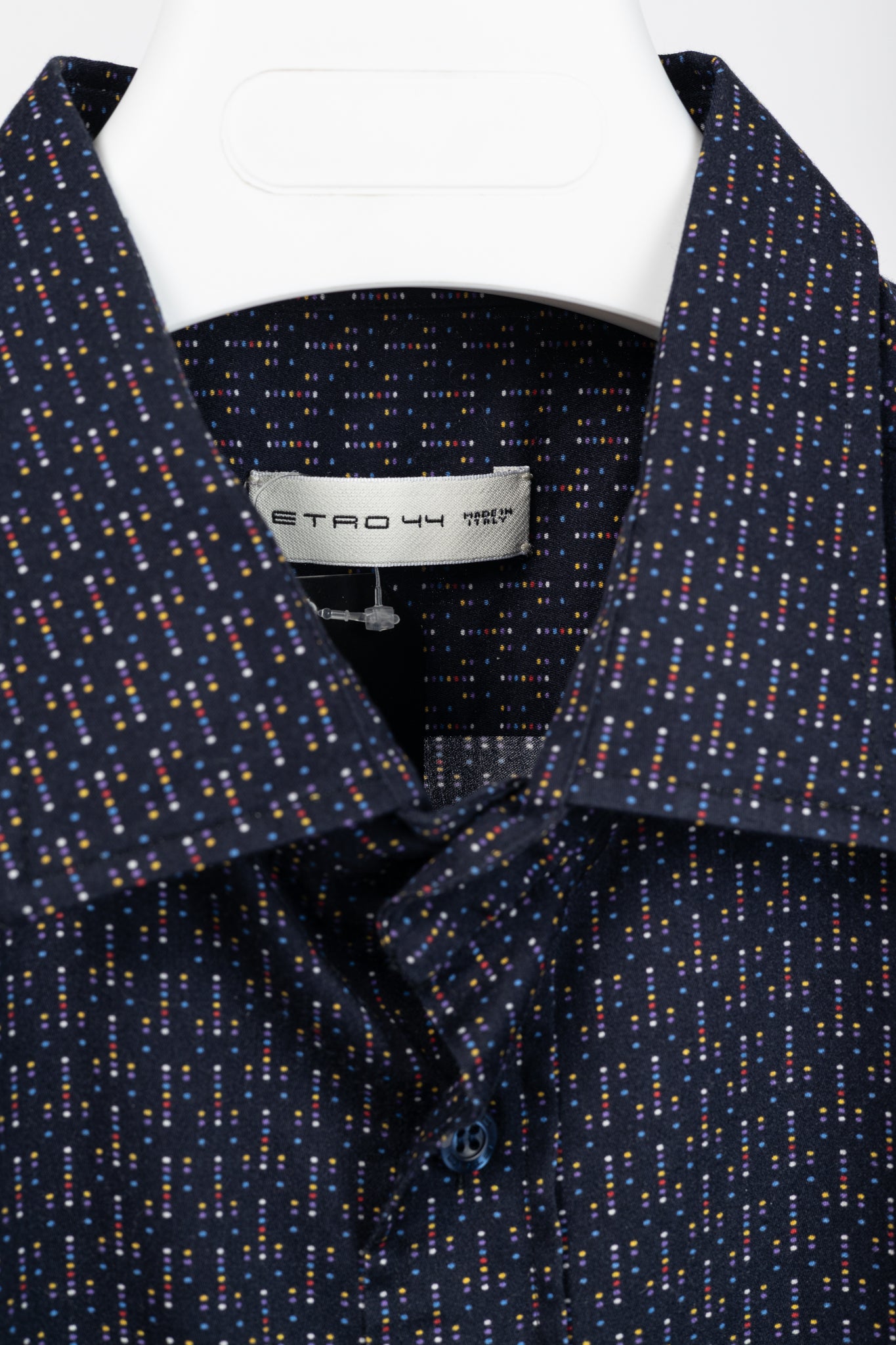 Etro Navy Micro-Dot Cotton Buttoned Shirt