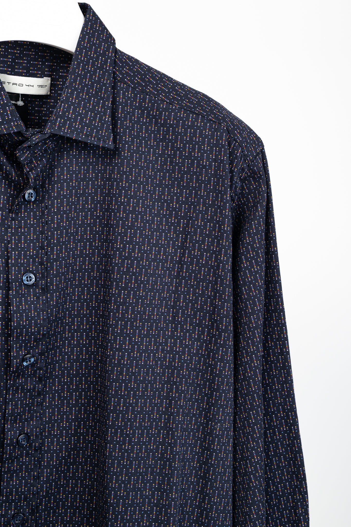 Etro Navy Micro-Dot Cotton Buttoned Shirt