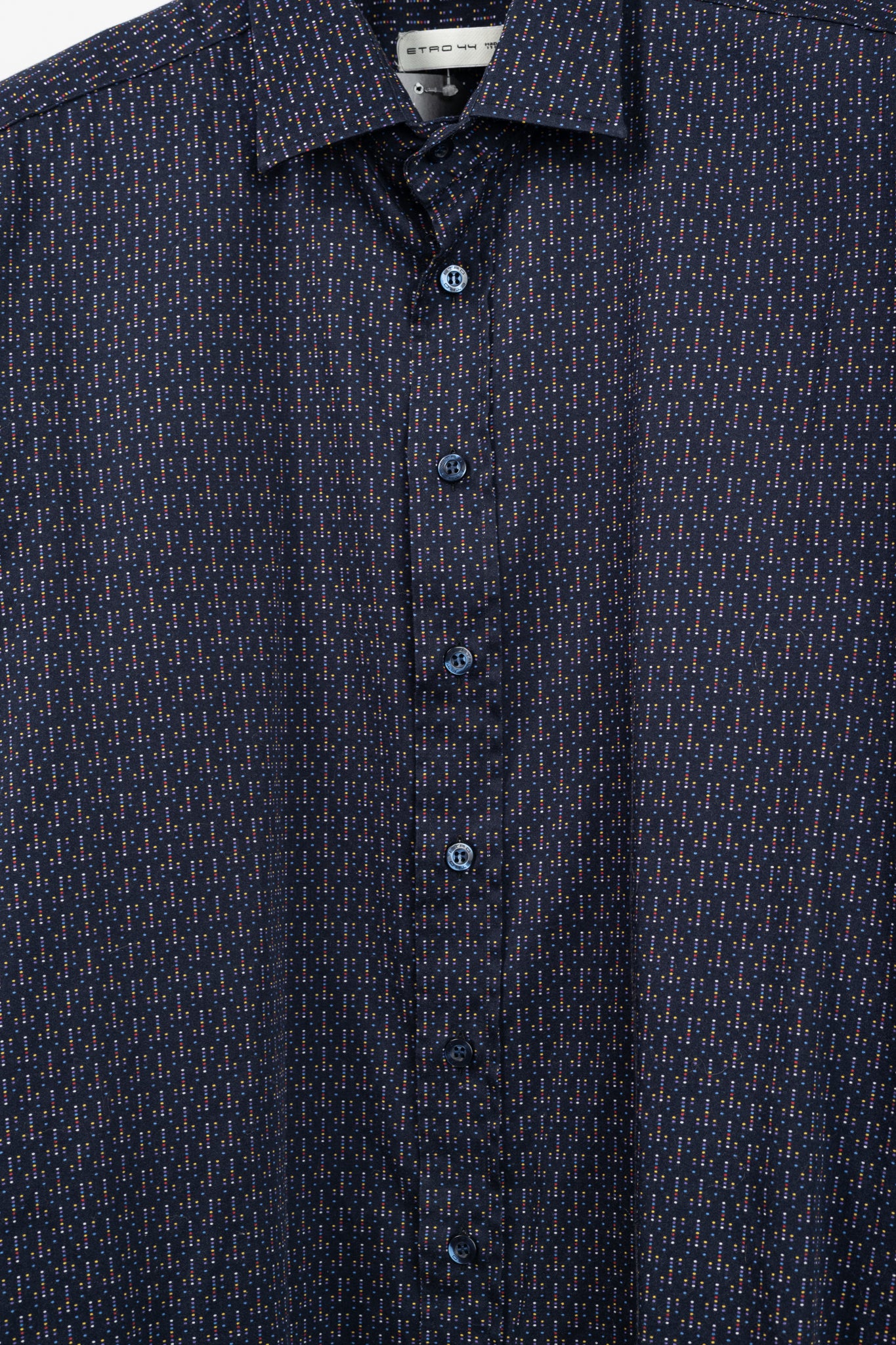 Etro Navy Micro-Dot Cotton Buttoned Shirt