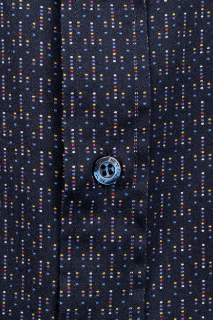 Etro Navy Micro-Dot Cotton Buttoned Shirt