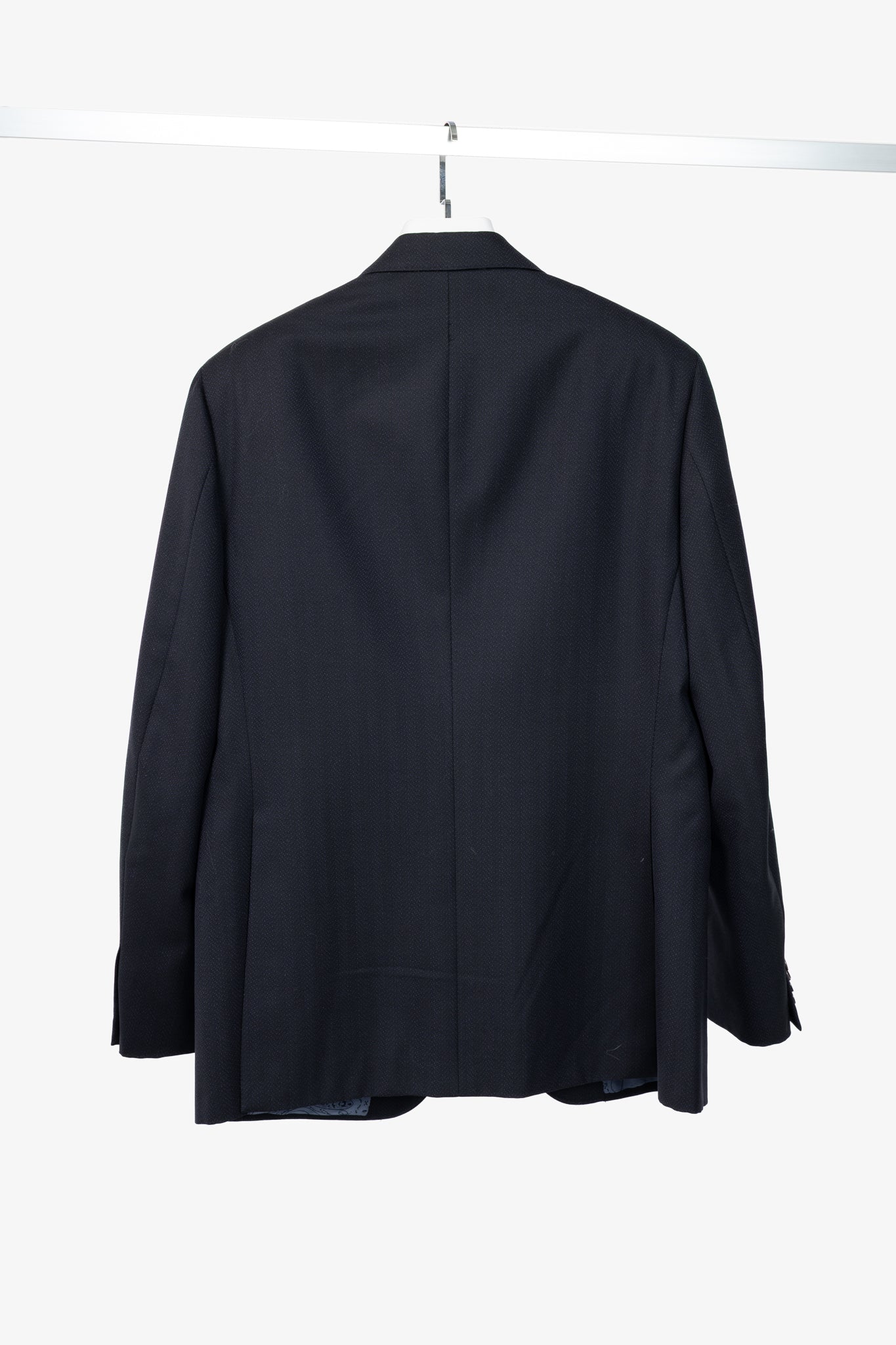 Etro Navy Herringbone Wool-Suiting Blazer