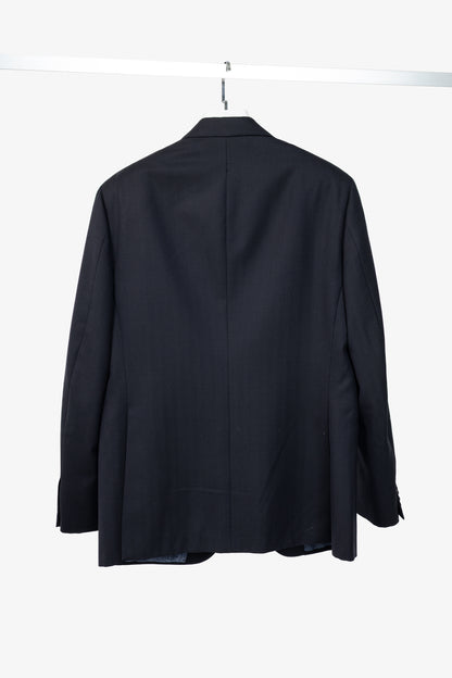 Etro Navy Herringbone Wool-Suiting Blazer