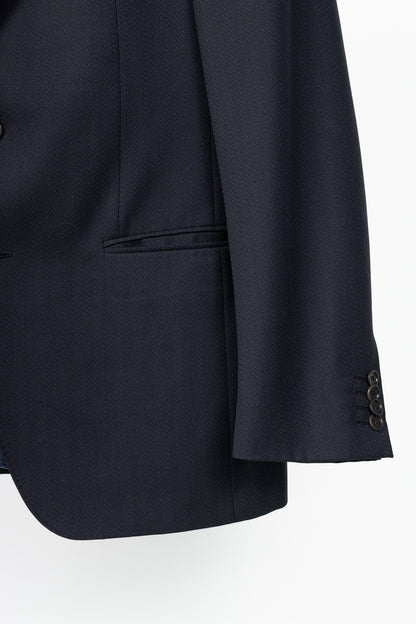 Etro Navy Herringbone Wool-Suiting Blazer