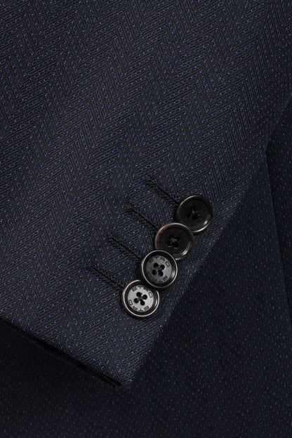 Etro Navy Herringbone Wool-Suiting Blazer