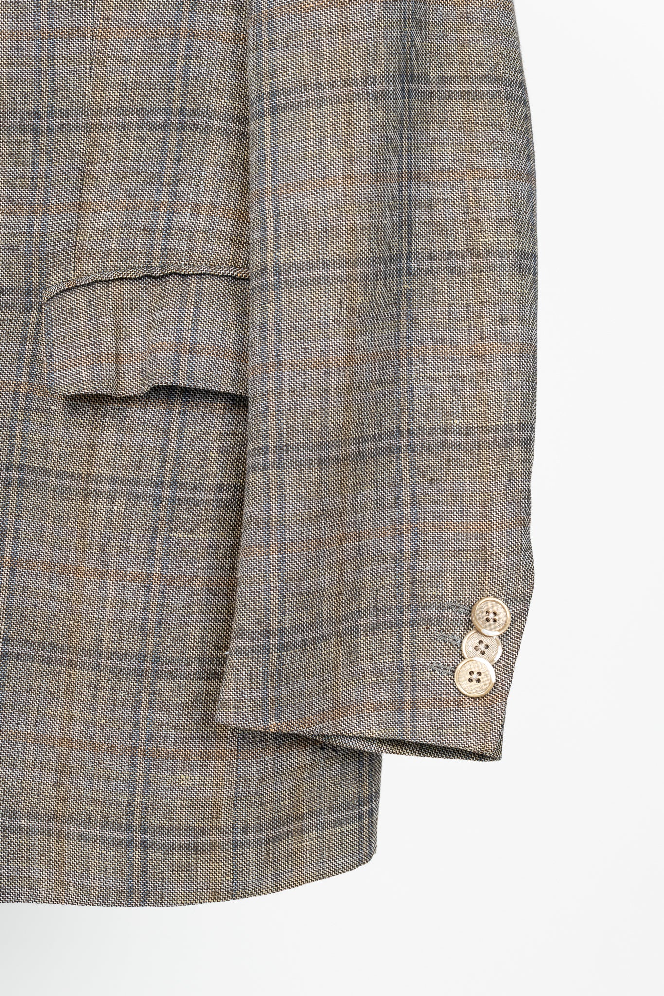 Etro Grey Plaid Flax & Wool Blazer