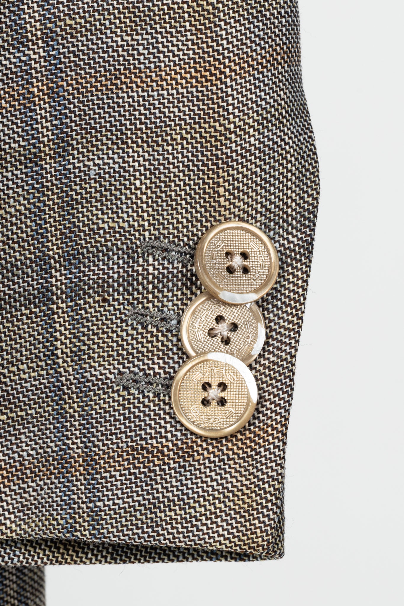 Etro Grey Plaid Flax & Wool Blazer