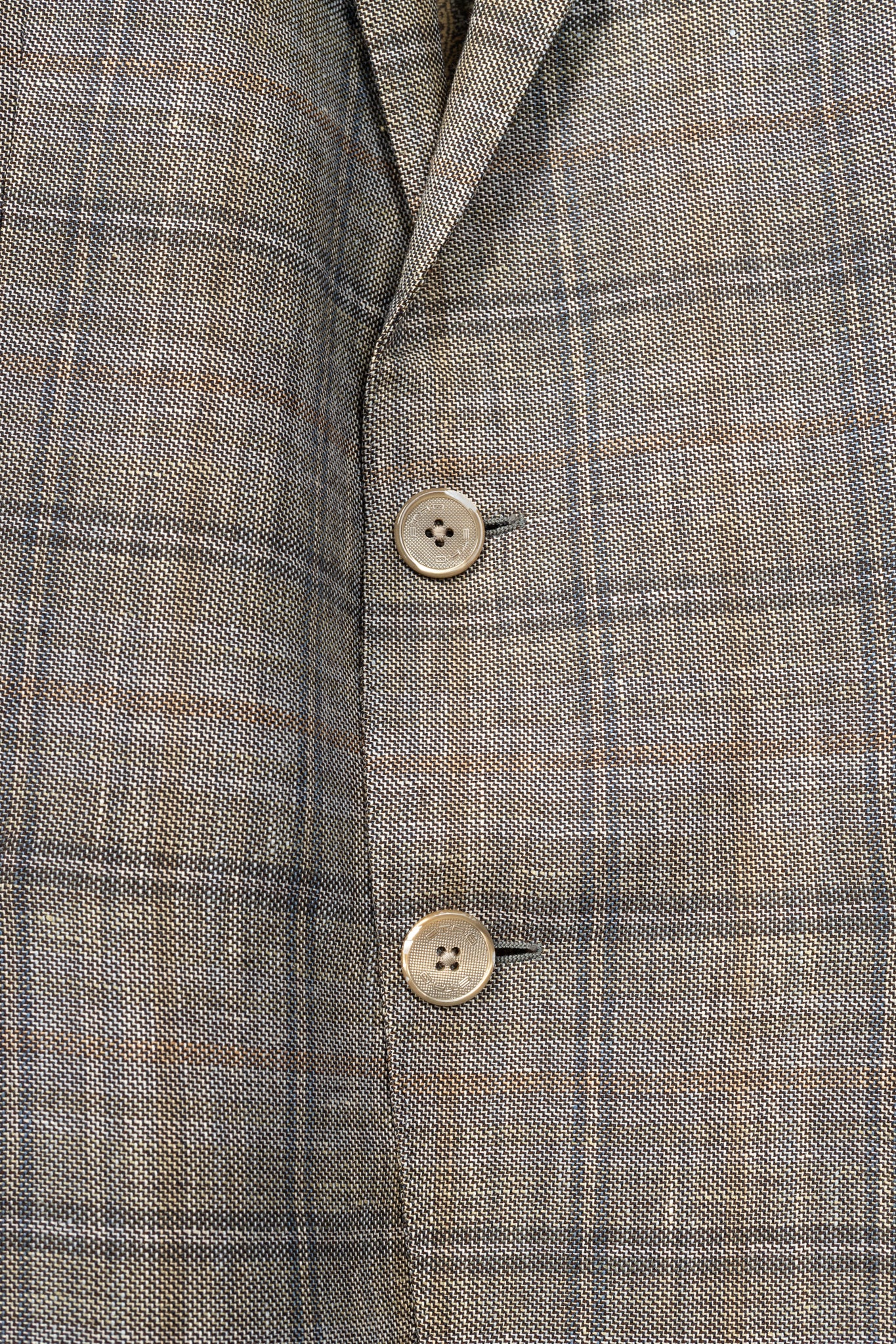 Etro Grey Plaid Flax & Wool Blazer