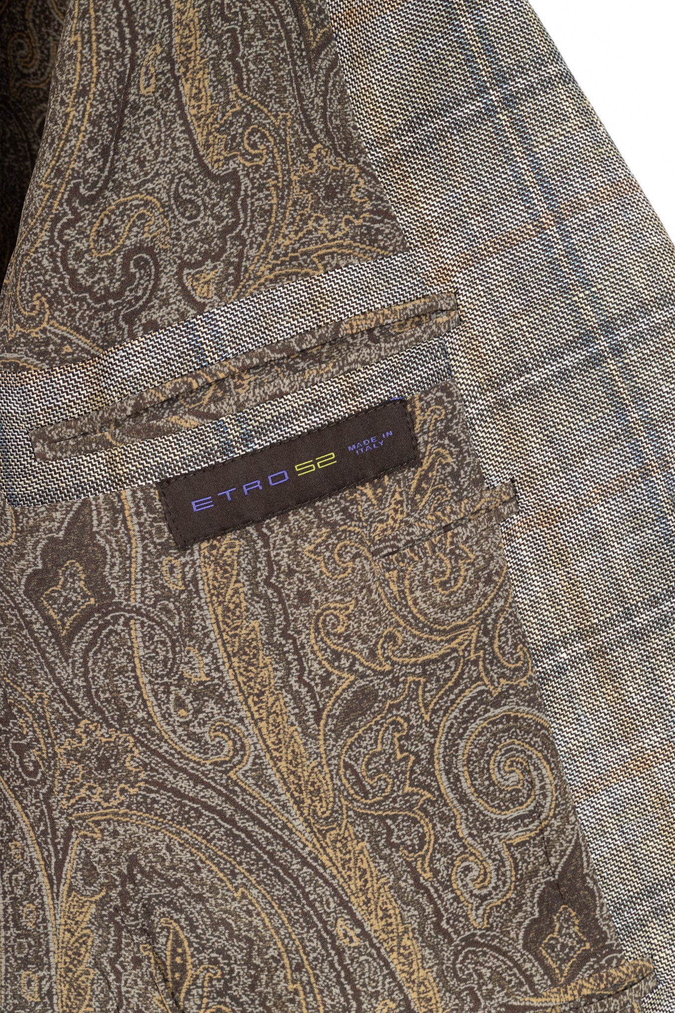 Etro Grey Plaid Flax & Wool Blazer