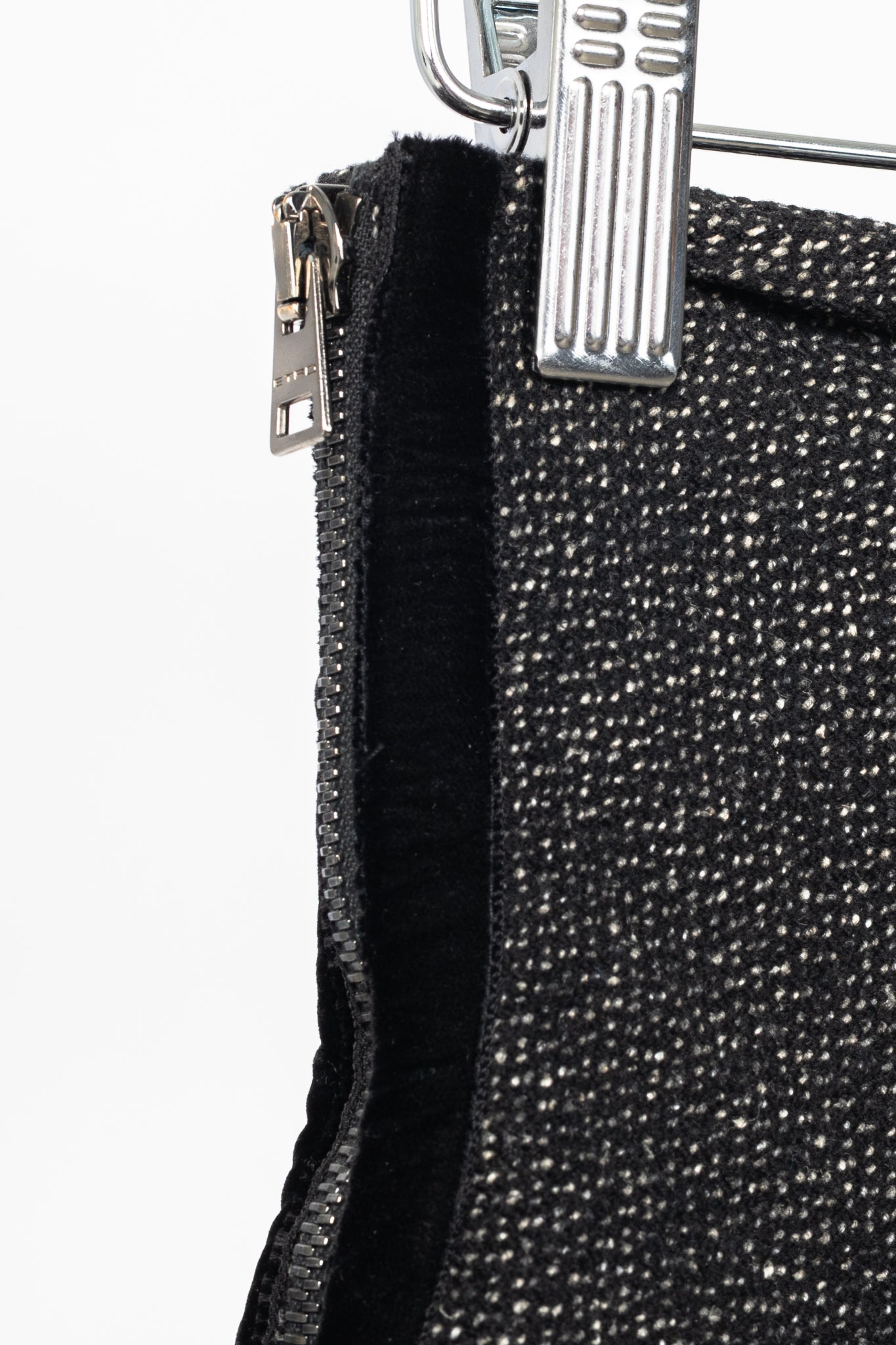 Etro Black Tweed Fur-Hem Flared Mini Skirt