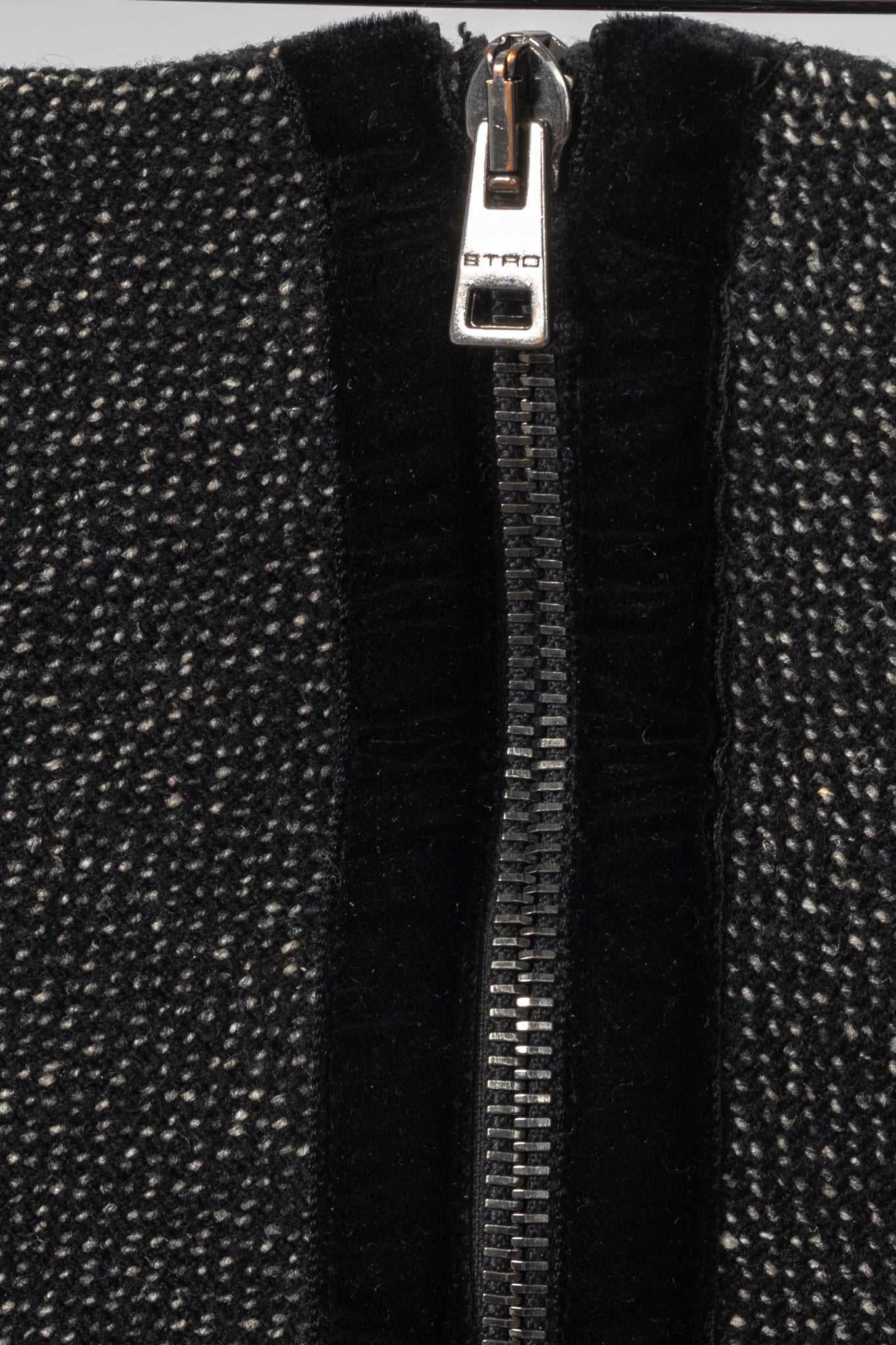 Etro Black Tweed Fur-Hem Flared Mini Skirt