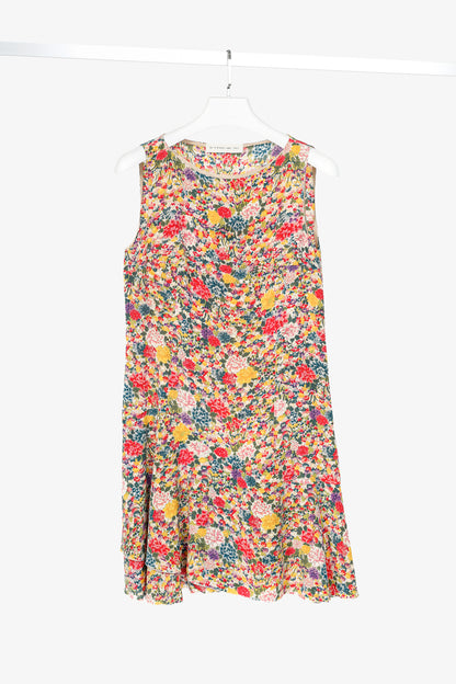 Etro SS/19 Green & Pink Silk Floral-Print Mini Dress