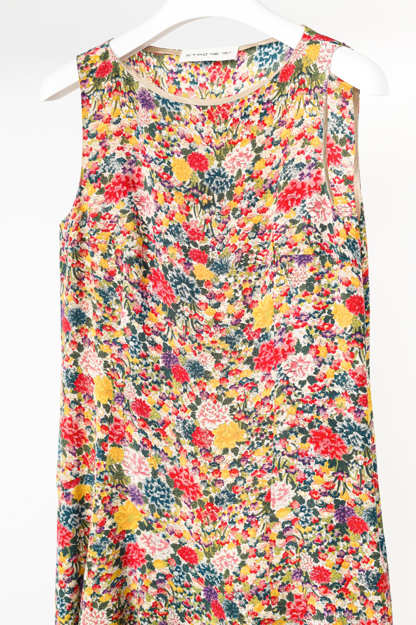 Etro SS/19 Green & Pink Silk Floral-Print Mini Dress