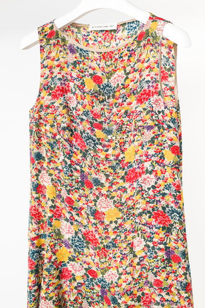 Etro SS/19 Green & Pink Silk Floral-Print Mini Dress