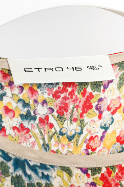 Etro SS/19 Green & Pink Silk Floral-Print Mini Dress