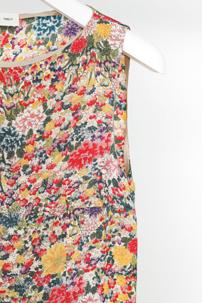 Etro SS/19 Green & Pink Silk Floral-Print Mini Dress