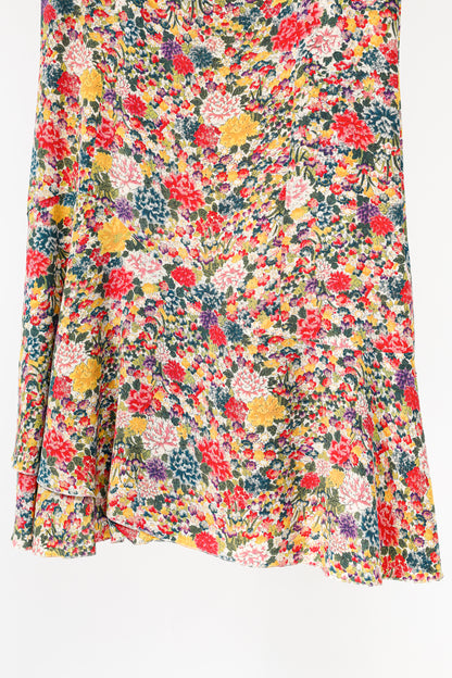 Etro SS/19 Green & Pink Silk Floral-Print Mini Dress