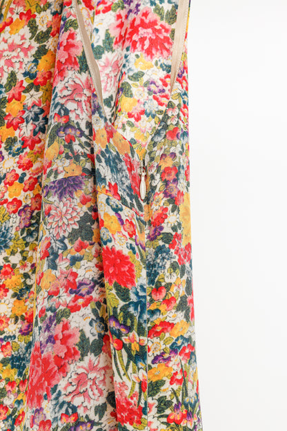 Etro SS/19 Green & Pink Silk Floral-Print Mini Dress