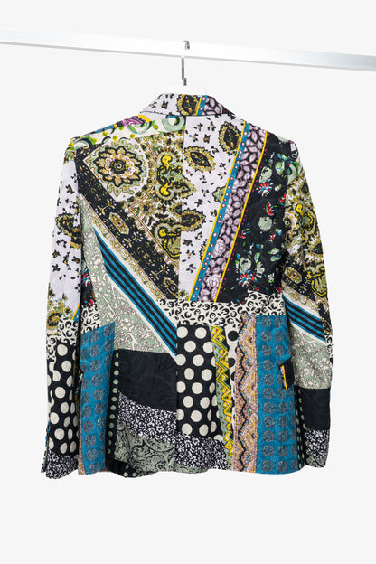 Etro Multicolour Mixed-Print Textured Cotton Blazer