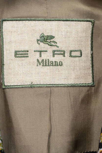 Etro Multicolour Mixed-Print Textured Cotton Blazer
