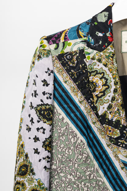 Etro Multicolour Mixed-Print Textured Cotton Blazer