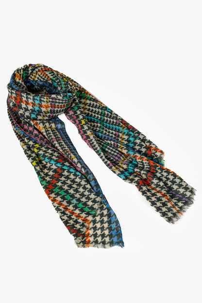 Etro Beige & Black Multicoloured Houndsooth Cashmere Scarf
